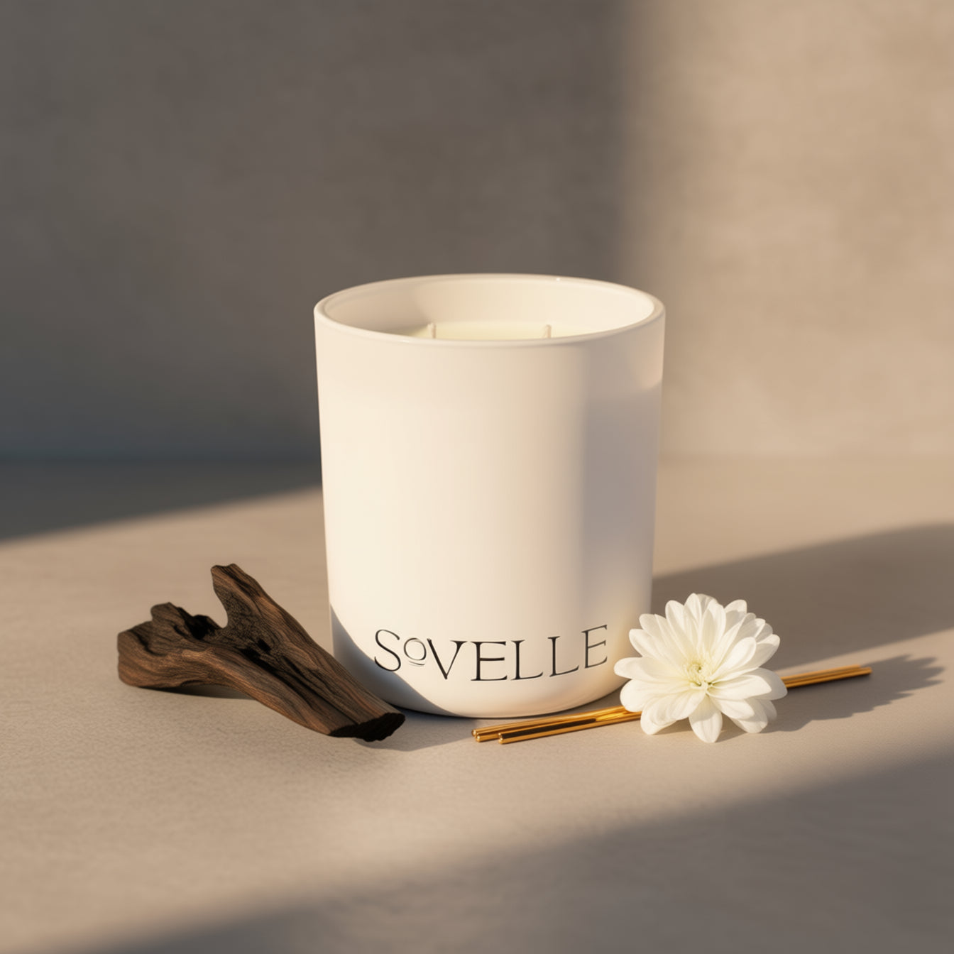 Oud Lumiere luxury coconut soy candle by Sovelle